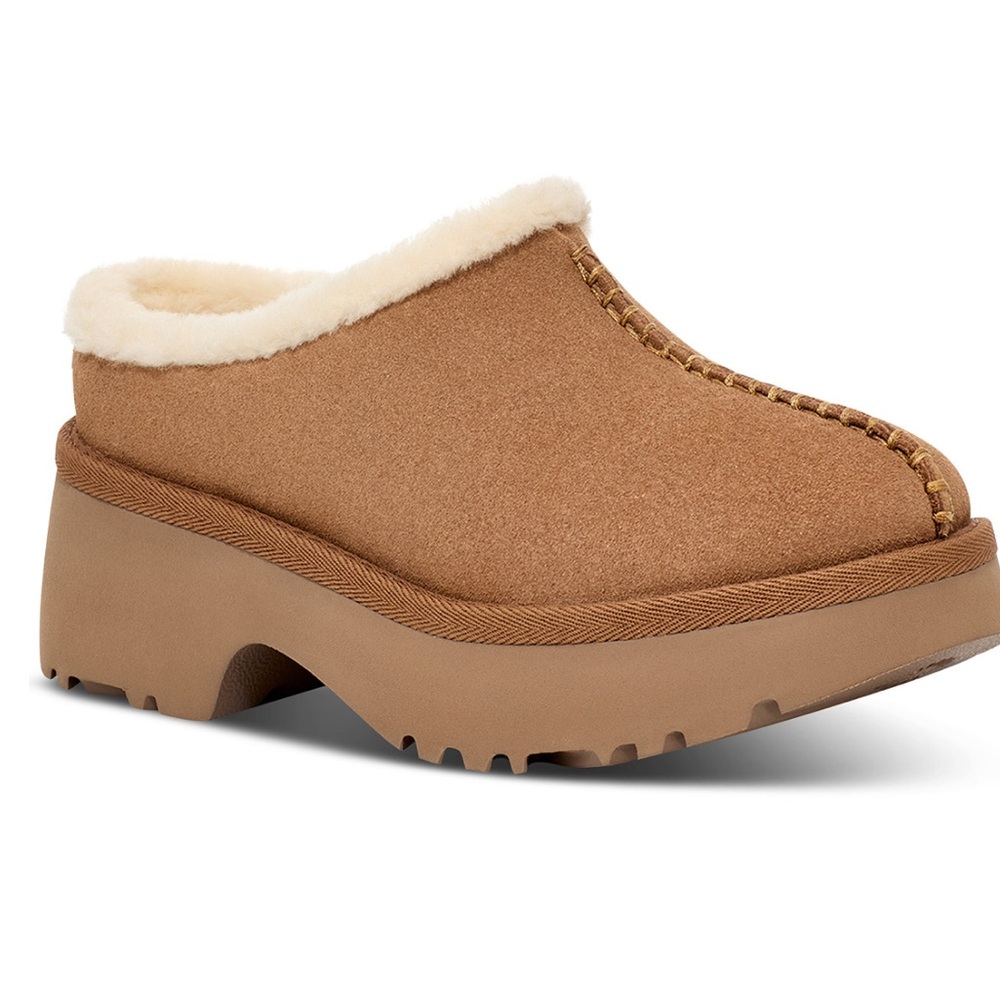 UGG Chestnut Suede Shearling-Lined Mule Clog - Cream Trim NEW with box Size 9 - Picture 4 of 8